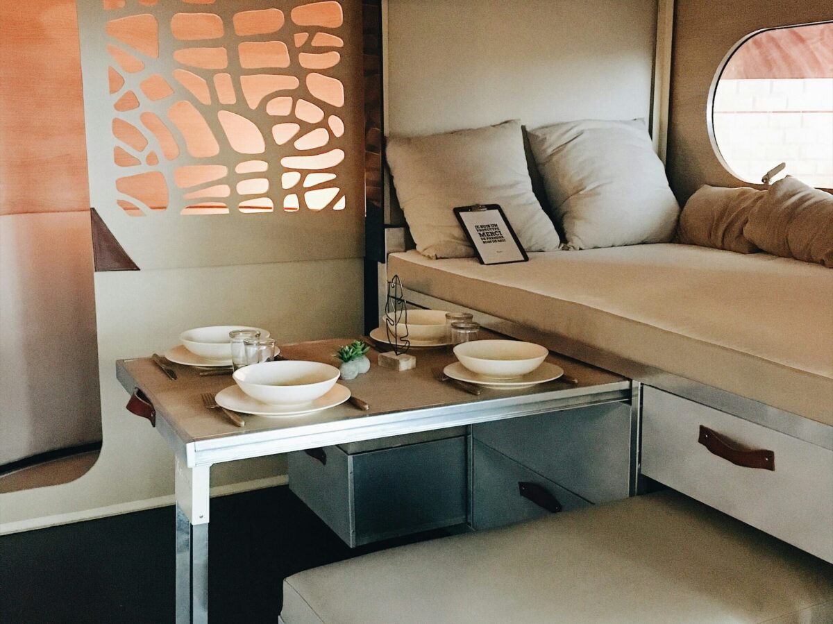 Minimalist style caravan interior