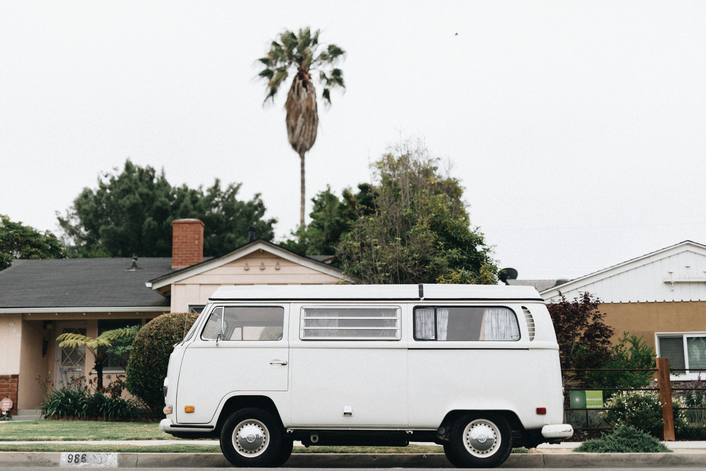An old school white caravan.